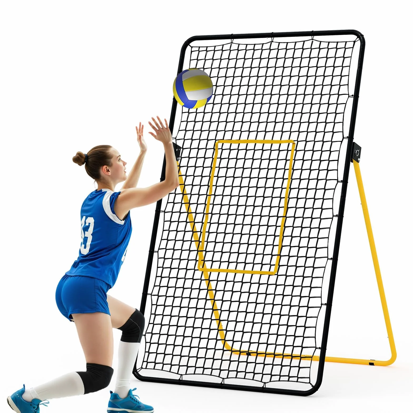 Filet de Volleyball 2.1x1.2m Cadre en Acier Filet PE Réglable Pliable Extérieur Intérieur