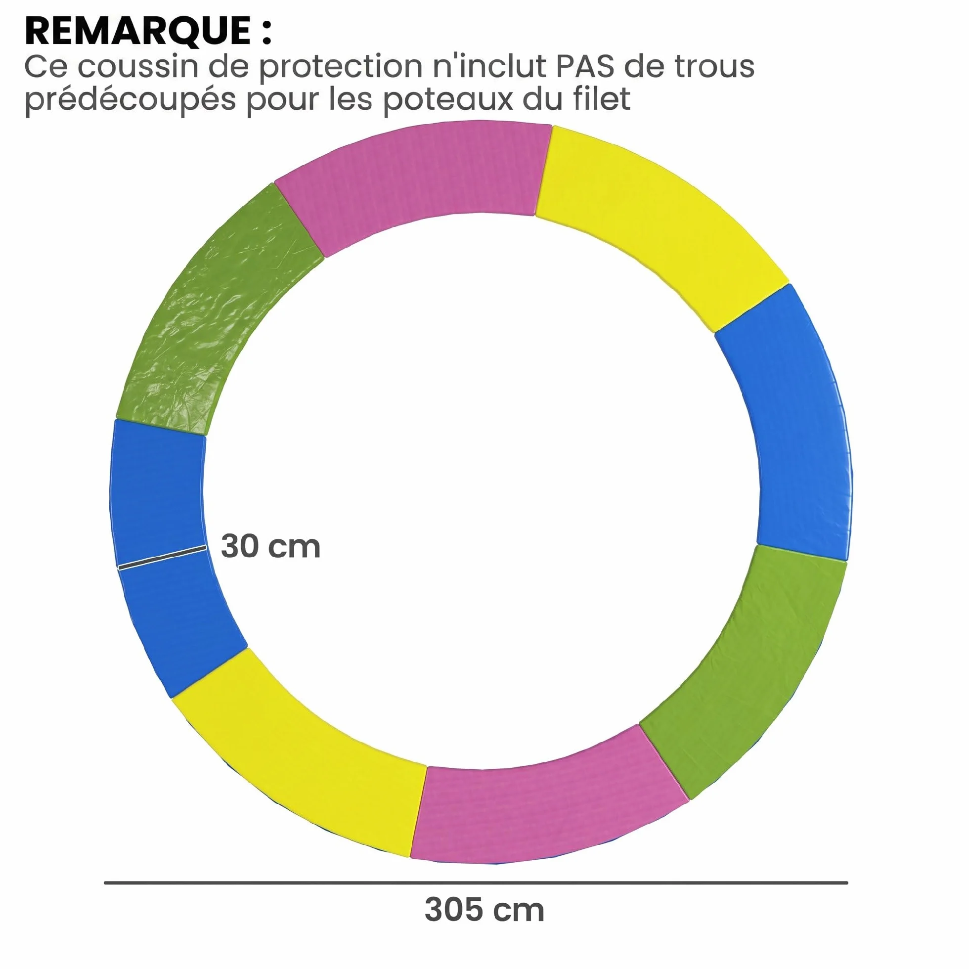 SPORTNOW Bâche de Protection pour Trampoline Ø 244-305 cm Résistant aux UV Anti-déchirure