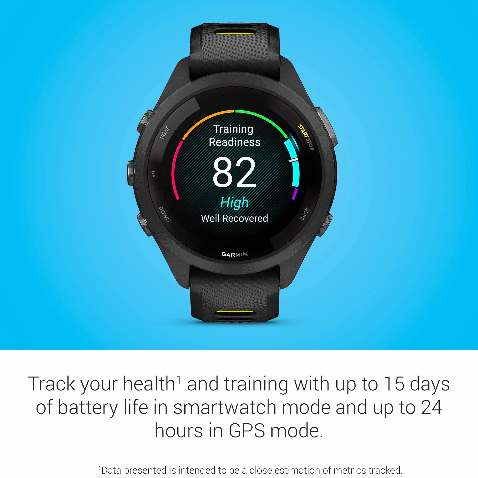 Garmin Forerunner® 265S Montre GPS, unisexe, noir/jaune citron, taille unique