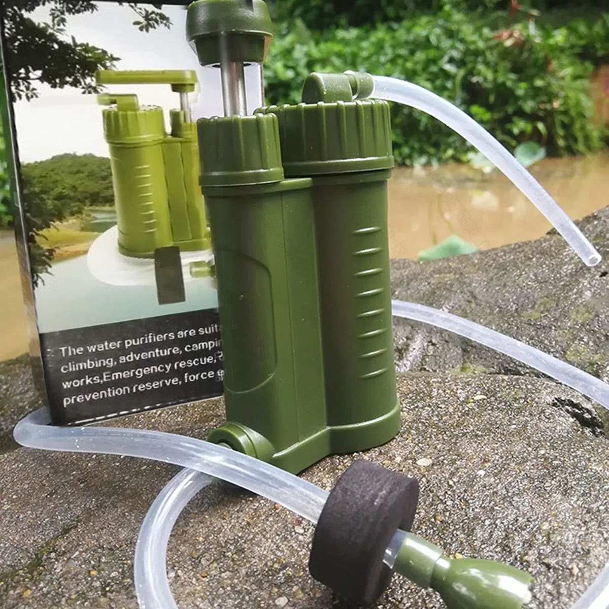 Filtres à Eau de Camping Pompe Portable Carbone 0,01 Micron Filtre à Eau Paille système de Filtration d'eau purificateur d'eau pour Camping randonnée