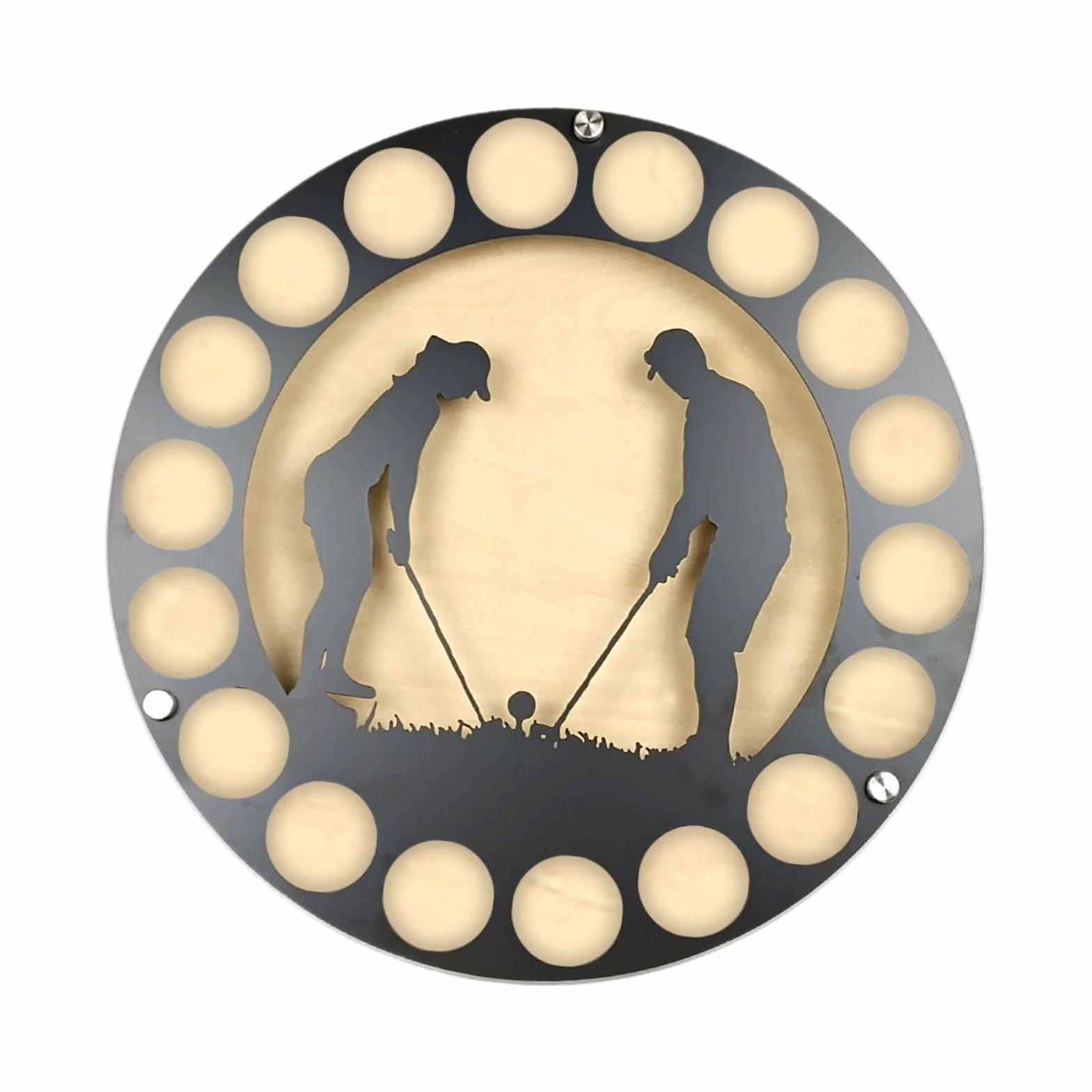 perfk Présentoir de Balle de Golf, étui de Collection de Balles pour 18 Balles de Golf, Balle de Golf En Bois Support de Rangement Mural Suspendu Rond, Style D