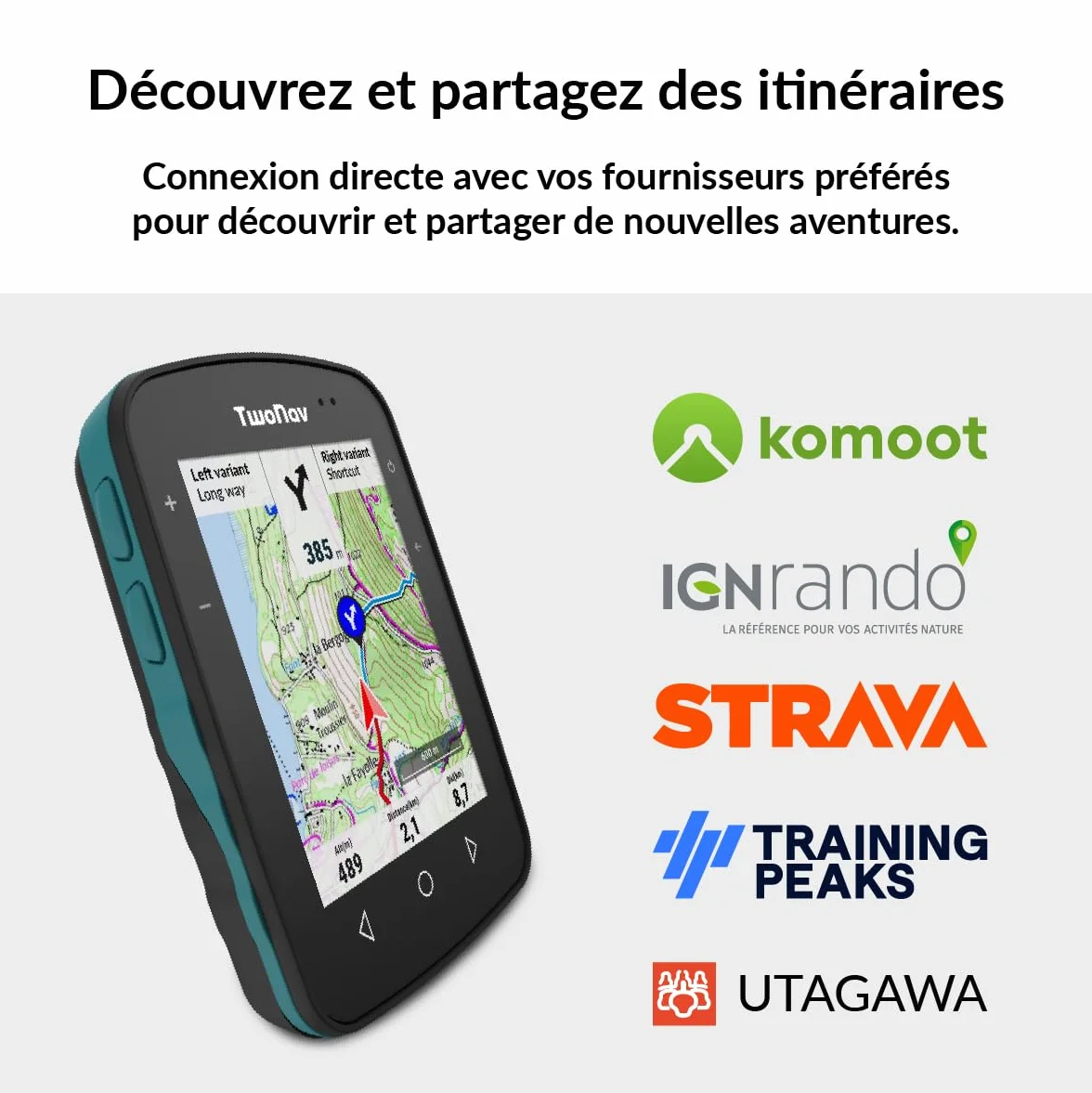 TwoNav Terra (32 Go) + Carte 5 Dalles de France IGN Top25, GPS de Sports avec écran Large 3,7 Pouces pour Montagne, randonnée, VTT, vélo