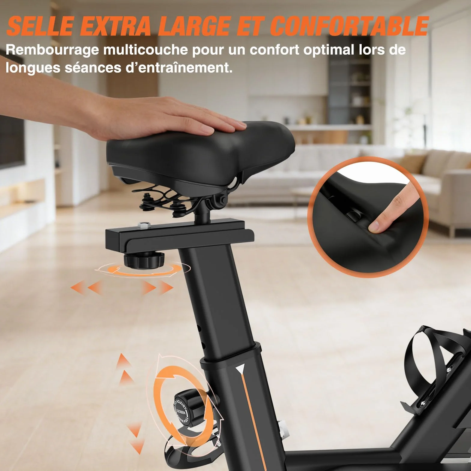 DH FitLife Vélo d’appartement ergomètre | Hometrainer silencieux à résistance magnétique | Capteur de pouls & APP | Guidon amélioré, écran/moniteur | 150–195 cm