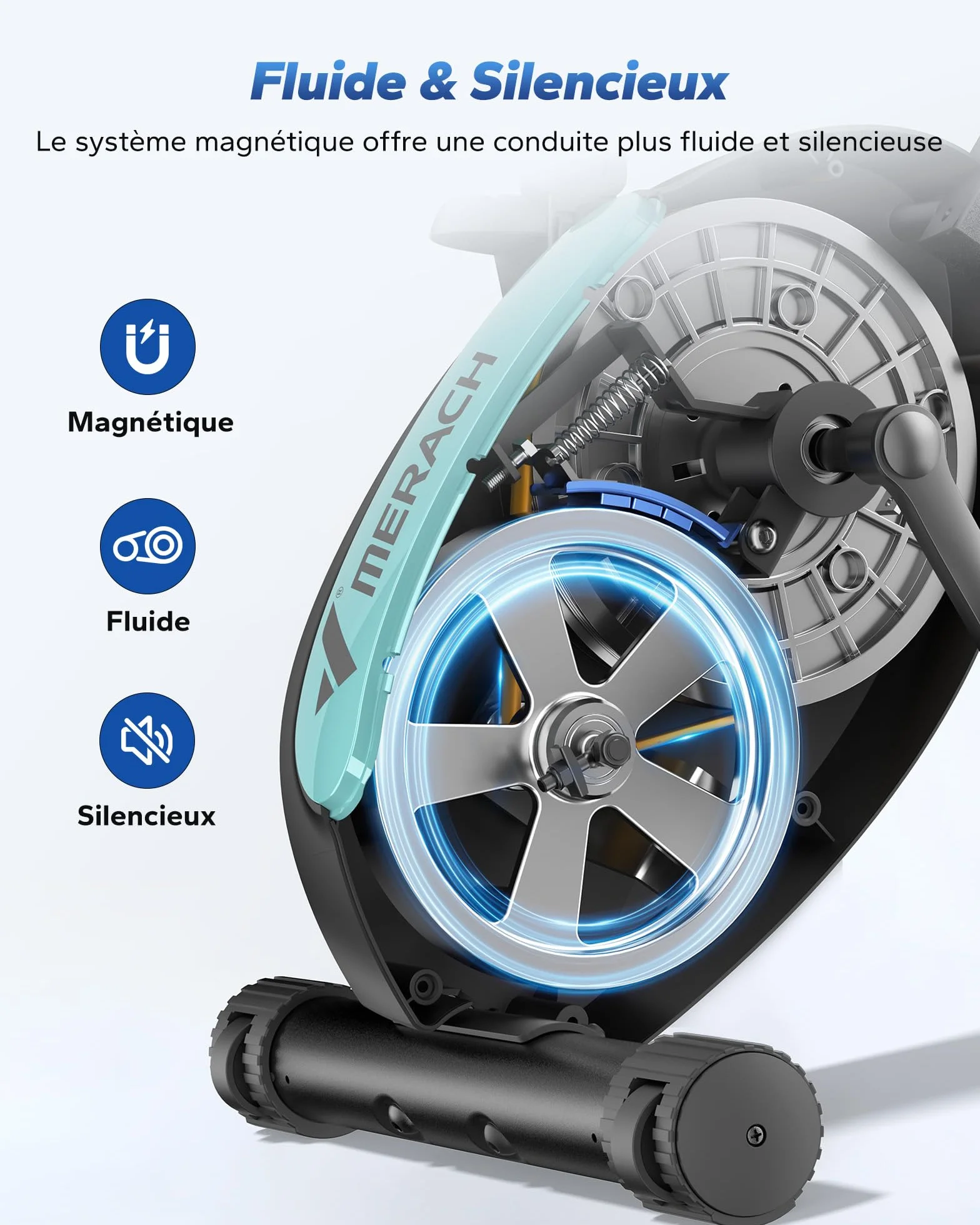 MERACH Velo D Appartement Silencieux avec App Entraînement, 4 en 1 Vélo D’Appartement Pliable avec Résistance Magnétique 16 Niveaux, Écran LCD, Mesure du Pouls, Bande de Résistance, Selle Confortable