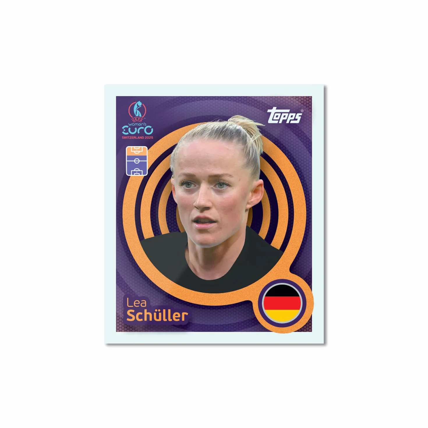 Topps Official Women's Euros 2025 Collection d'autocollants Boîte complète 50 paquets d'autocollants pour femme par boîte (300 autocollants).