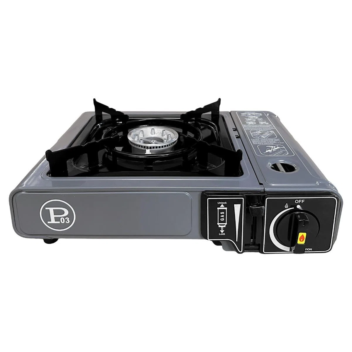 INTEC - Réchaud Gaz Portable 1 Feu 2,2 KW + 8 Cartouches gaz Butane incluses Allumage Piezo – Camping Randonnée Cuisine Extérieure