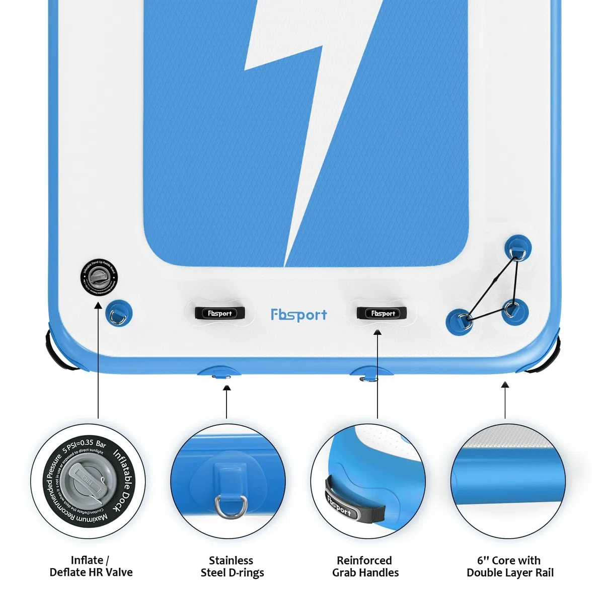 FBSPORT Plateforme Gonflable Flottante - Tapis d’Eau pour Plusieurs Personnes, Île Flottante avec Surface Antidérapante et Sac de Transport, Plateforme de Bain pour Mer, Piscine et Lac