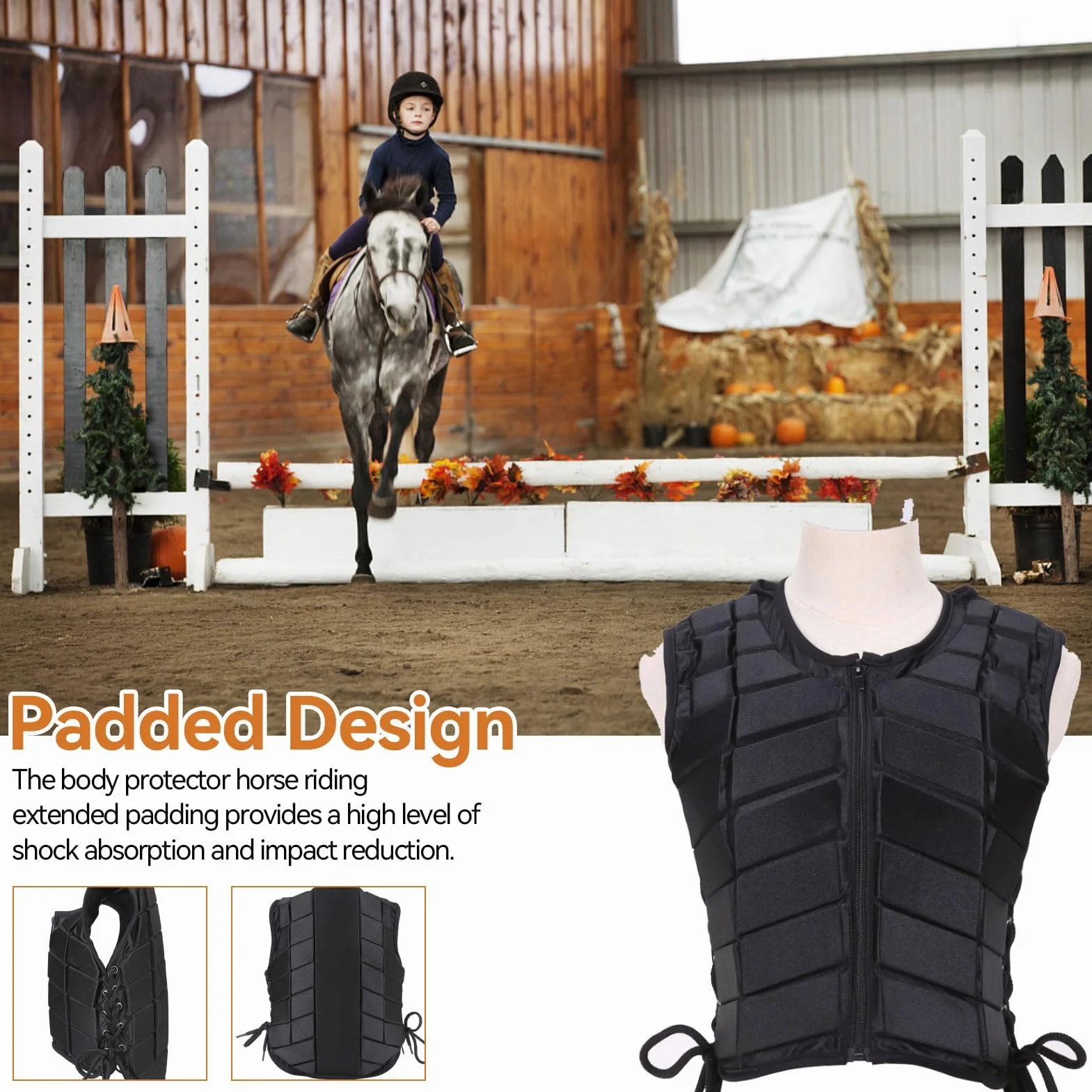 Gilet d'équitation, Gilet d'équitation, Gilet de Protection Equitation Enfant, Gilet d'équitation rembourré EVa, Protection du Corps, équipement de Protection Dorsale pour Enfants et Adultes