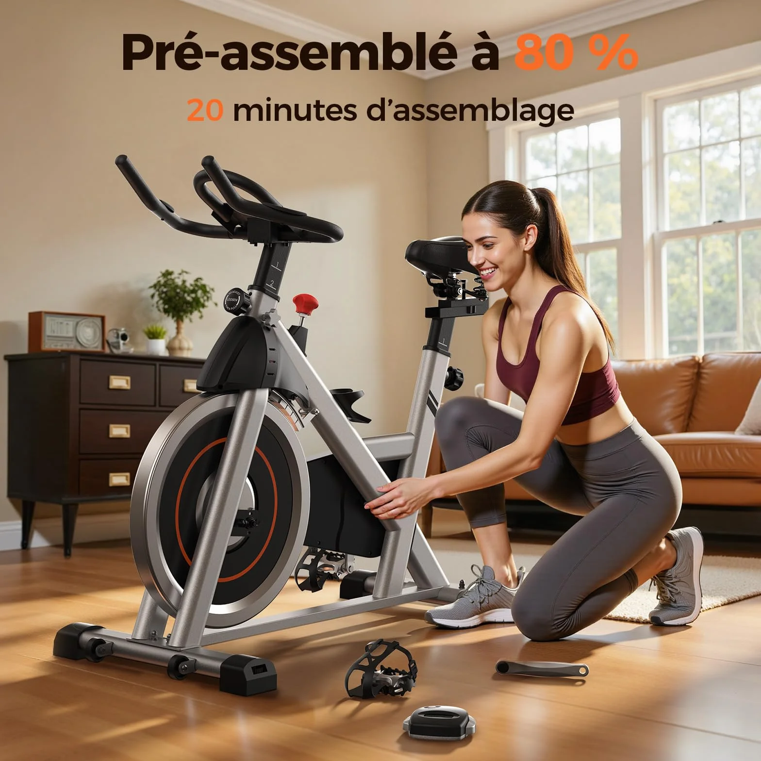 YOSUDA Vélo d'Appartement Magnétique Réglable Connecté 136 kg