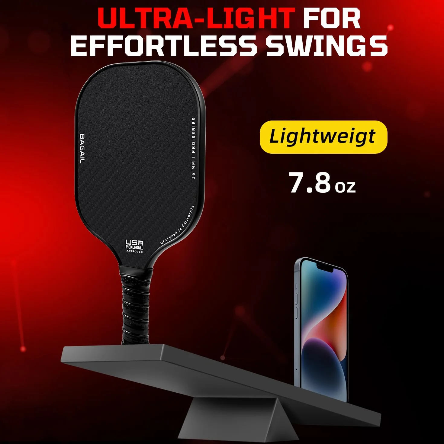 BAGAIL Ensemble de Raquettes de Pickleball, Raquettes de Pickleball avec 4 Balles, Légères - Absorption des Chocs élevée - Ergonomique, Adaptées aux Jeux de Pickleball en Intérieur et en Extérieur
