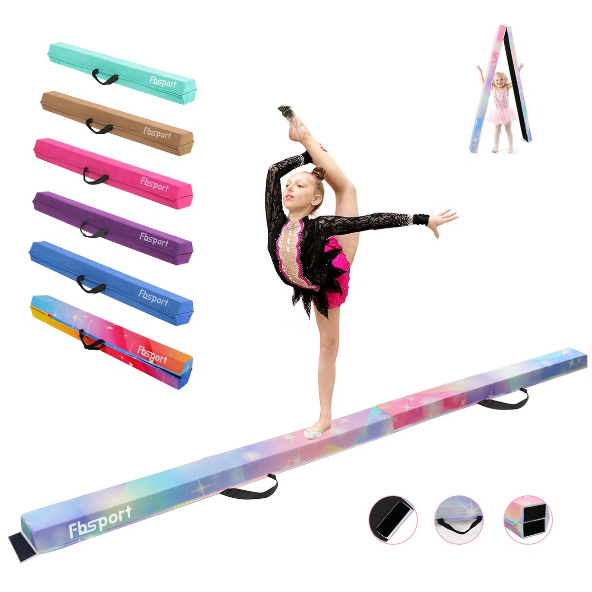 FBSPORT Poutre de Gymnastique 270 CM Poutre d'équilibre de Gymnastique se Pliante, équipement d'exercice de Sport de Faisceau de Faisceau de Plancher de Gymnastique pour la Formation d'enfants