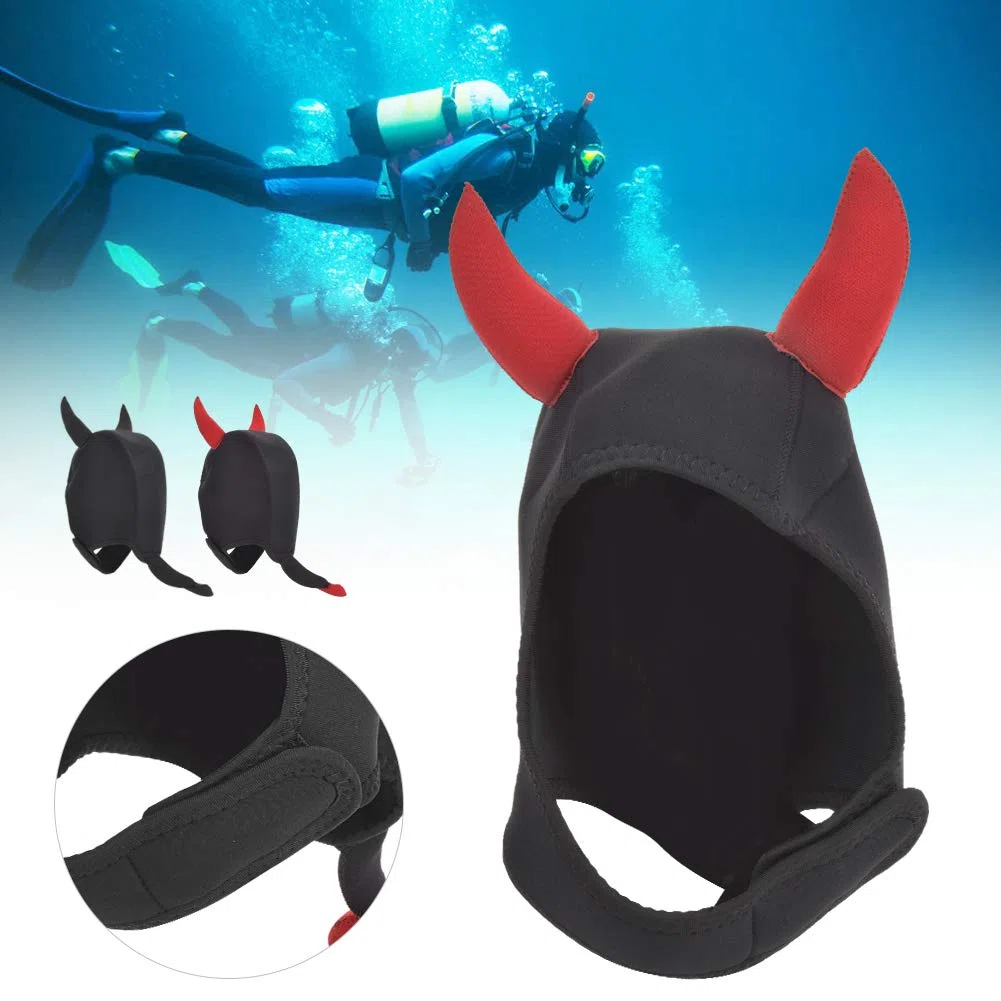 Capuche de Combinaison en néoprène,néoprène sans plongée sous-Marine Animal Dessin animé Chapeau Casquette Casque équipement de Capuche pour Kayak plongée en apnée Natation(Rouge), Capuche de pl
