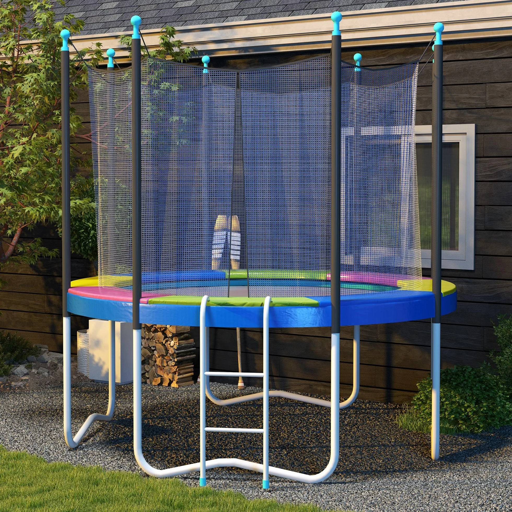 SPORTNOW Bâche de Protection pour Trampoline Ø 244-305 cm Résistant aux UV Anti-déchirure