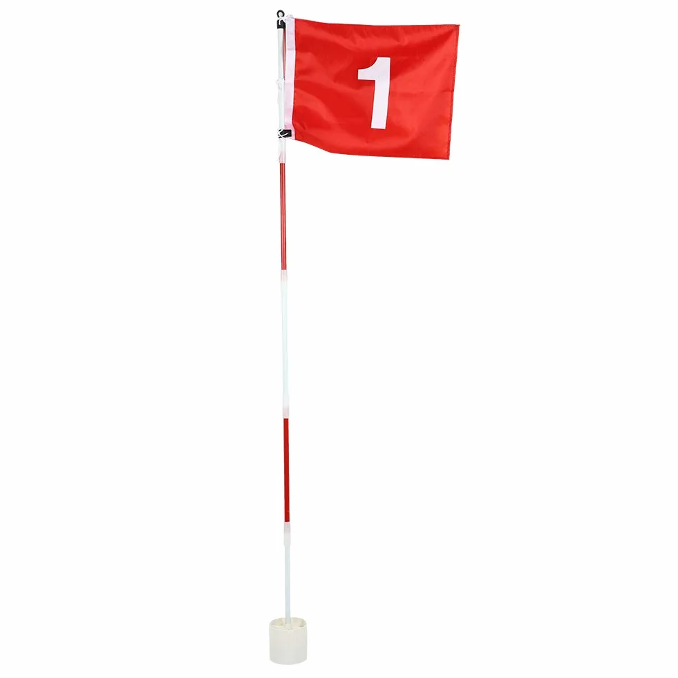 Ejoyous Ensemble de Drapeaux de Trou de Golf, Lot de 5 Drapeaux de Portables avec Drapeau Rouge Fanion et Putting Cup Mât de Drapeau Vert de Amovible