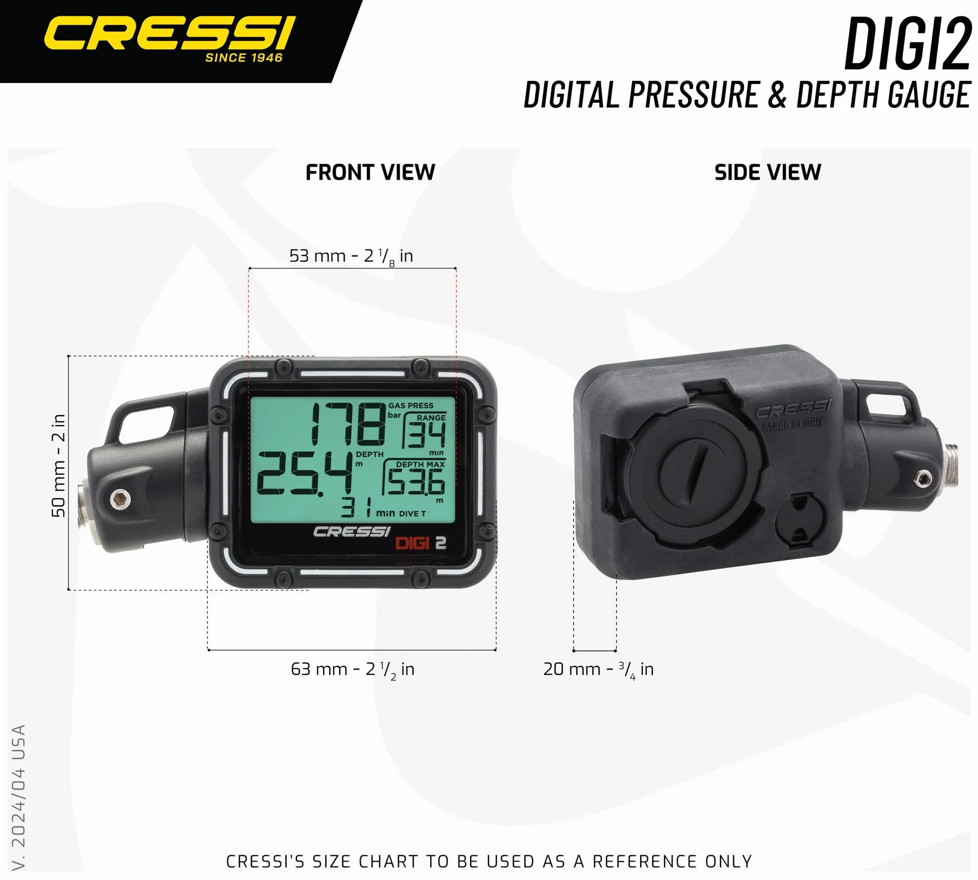 CRESSI - EKC 800040/391 : CRESSI - EKC 800040/391 : manomètre, jauge de profondeur, thermomètre, montre de plongée numérique DIGI 2 couleur rose
