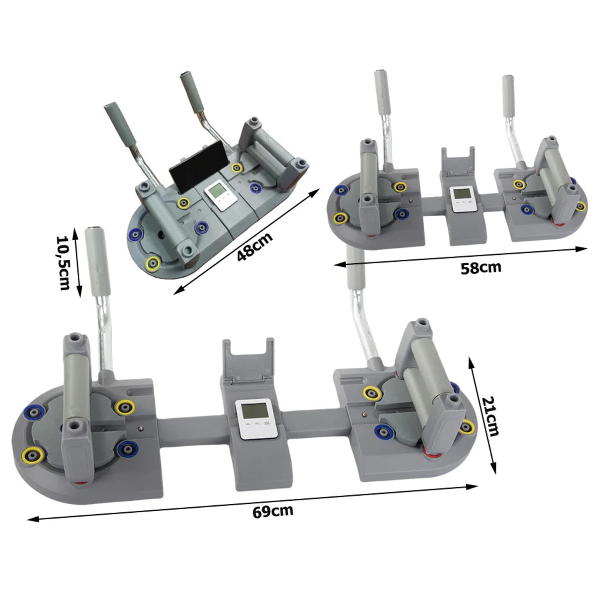 PARENCE.- Planche à Pompes Multifonction – Appareil de Musculation avec Poignées Réglables, Minuterie & Support Téléphone – Antidérapant – Entraînement Poitrine, Bras, Épaules, Triceps