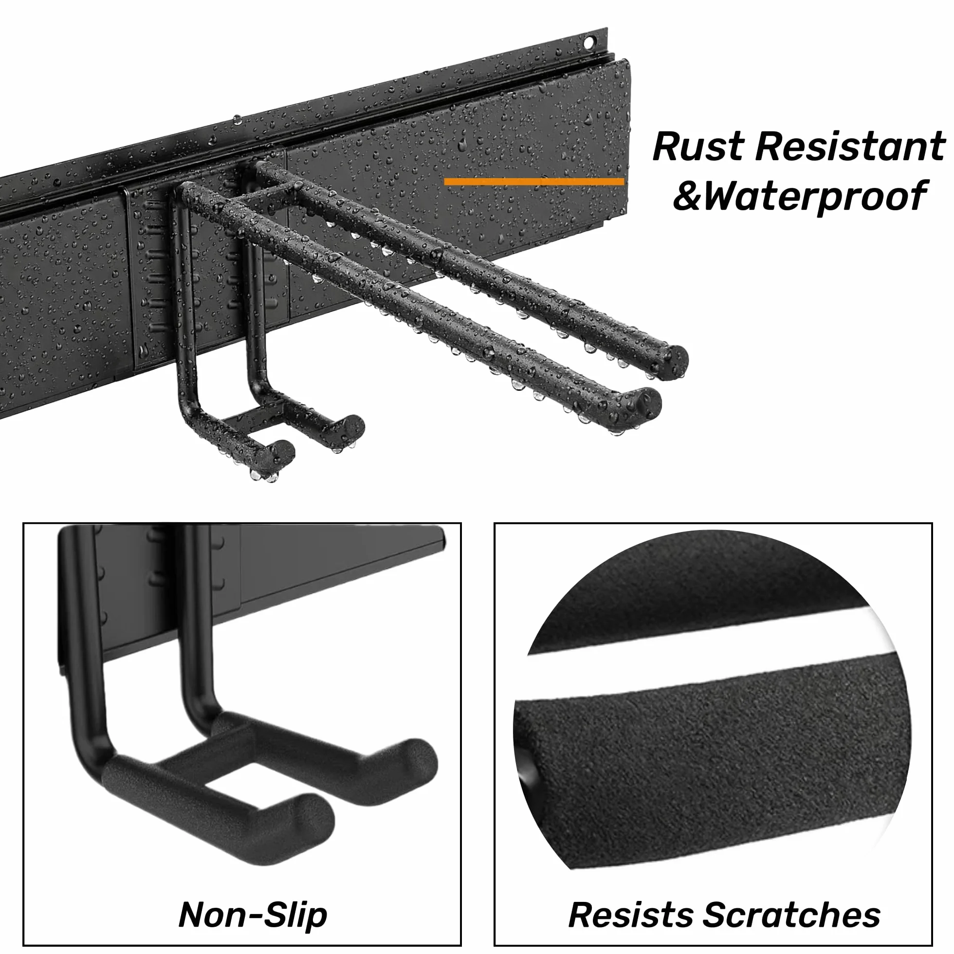 Kit de Support de Rangement à Skis pour 10 Paires Snowboards, 5 Crochets, Support Mural, Jusqu'à 300 LBS