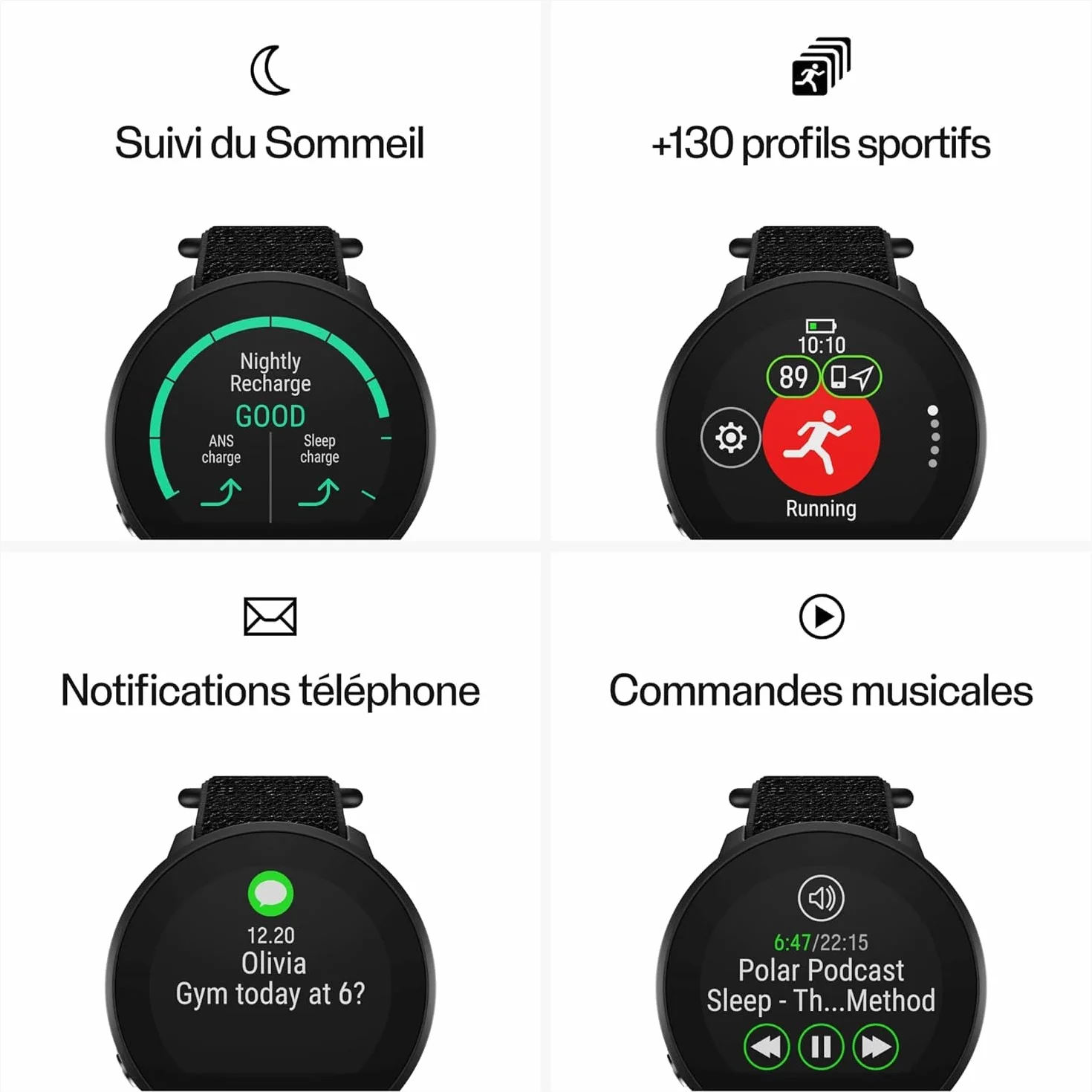 Polar Unite - Montre Connectée - Montre Fitness Étanche avec GPS connecté, Suivi du Sommeil, Guide d'entraînement Quotidien, Mesure de la Récupération – Cardiofréquencemètre au Poignet