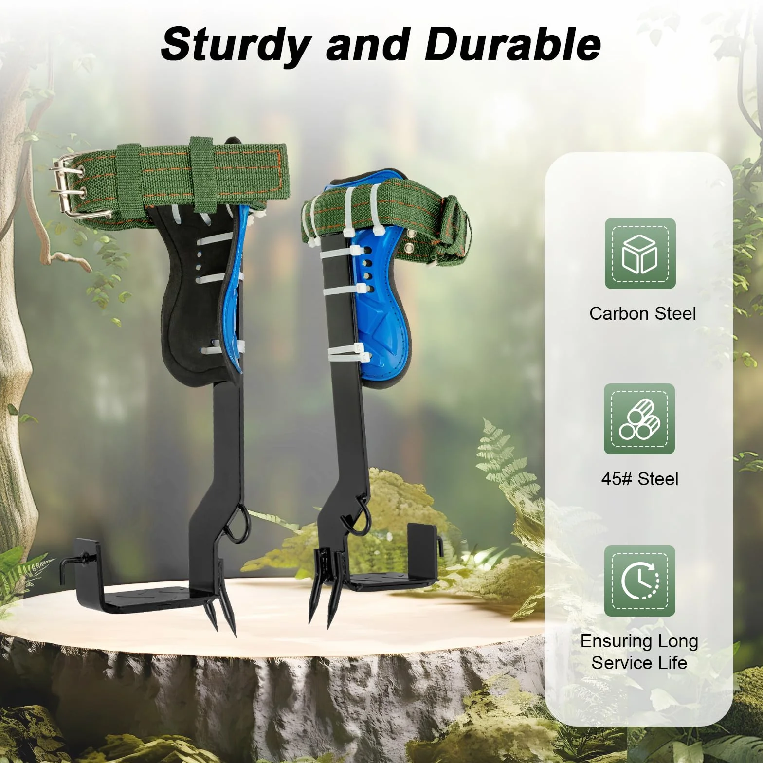 Crampons d'escalade d'arbre avec sangles pied et cheville