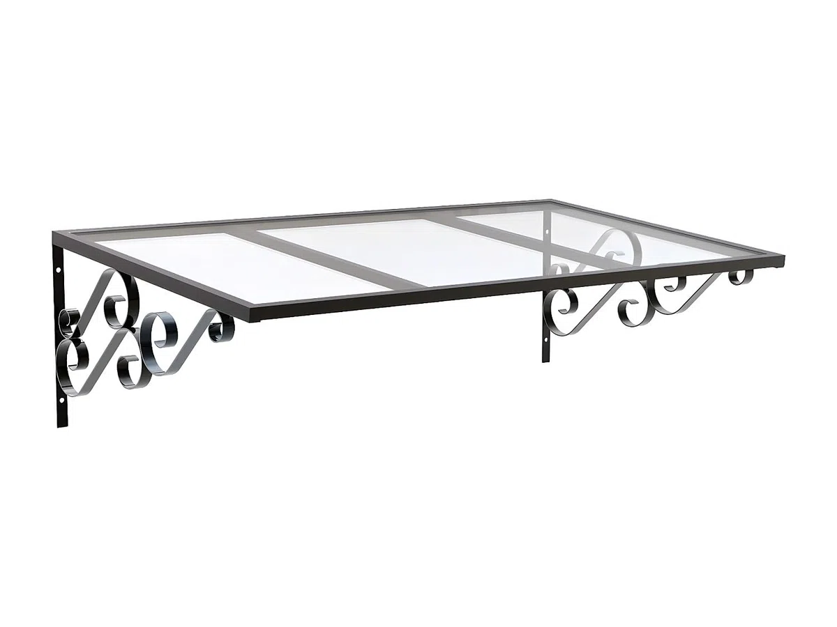 Vente-unique - Auvent de Porte en Aluminium L150 x l80 cm incliné AMBAN
