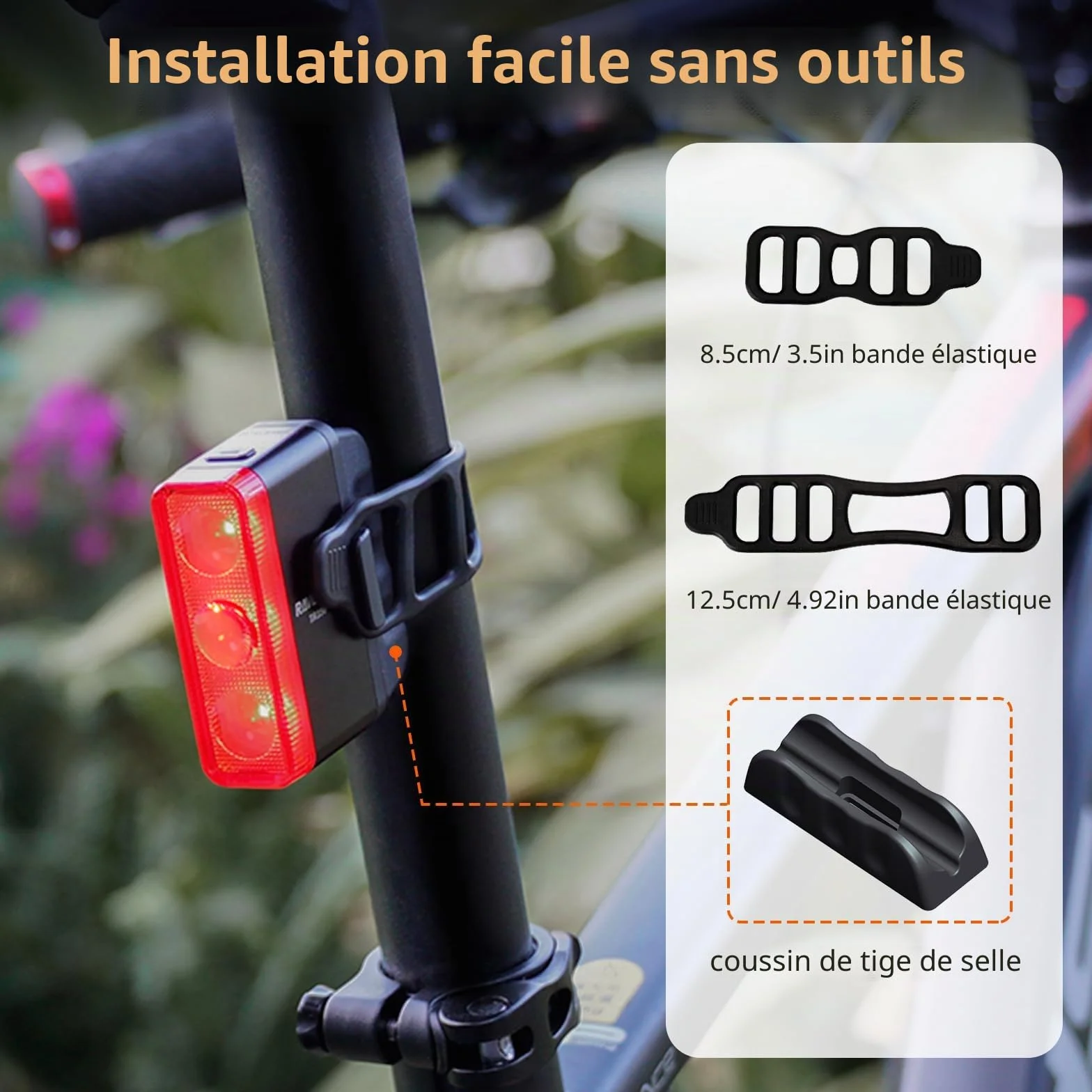 RAVEMEN TR350 Feu Arrière de Vélo, Feu de freinage 350 lumens pour vélo arrière Visible de Jour et de Nuit pour l'équitation Urbaine 6 Modes USB-C Rechargeable