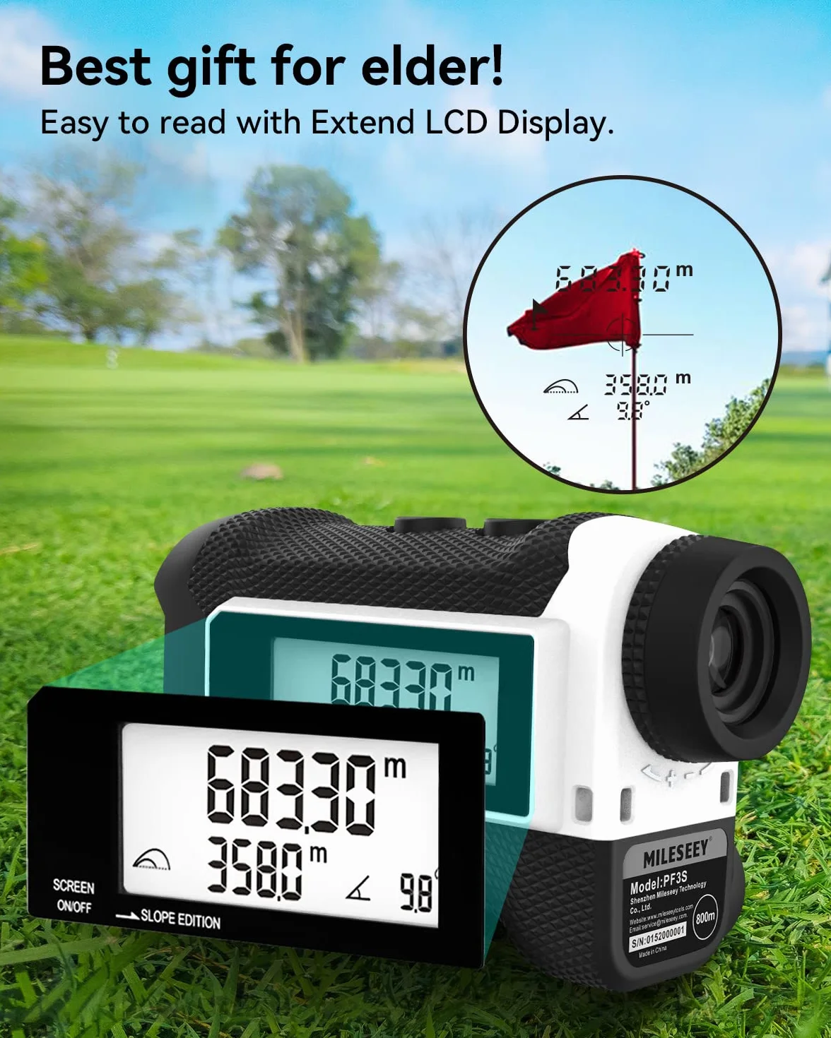 MiLESEEY Télémètre rechargeable avec interrupteur de pente, verrouillage de drapeau, vibration – 600 yds, précision ± 0,55 m – légal pour tournoi