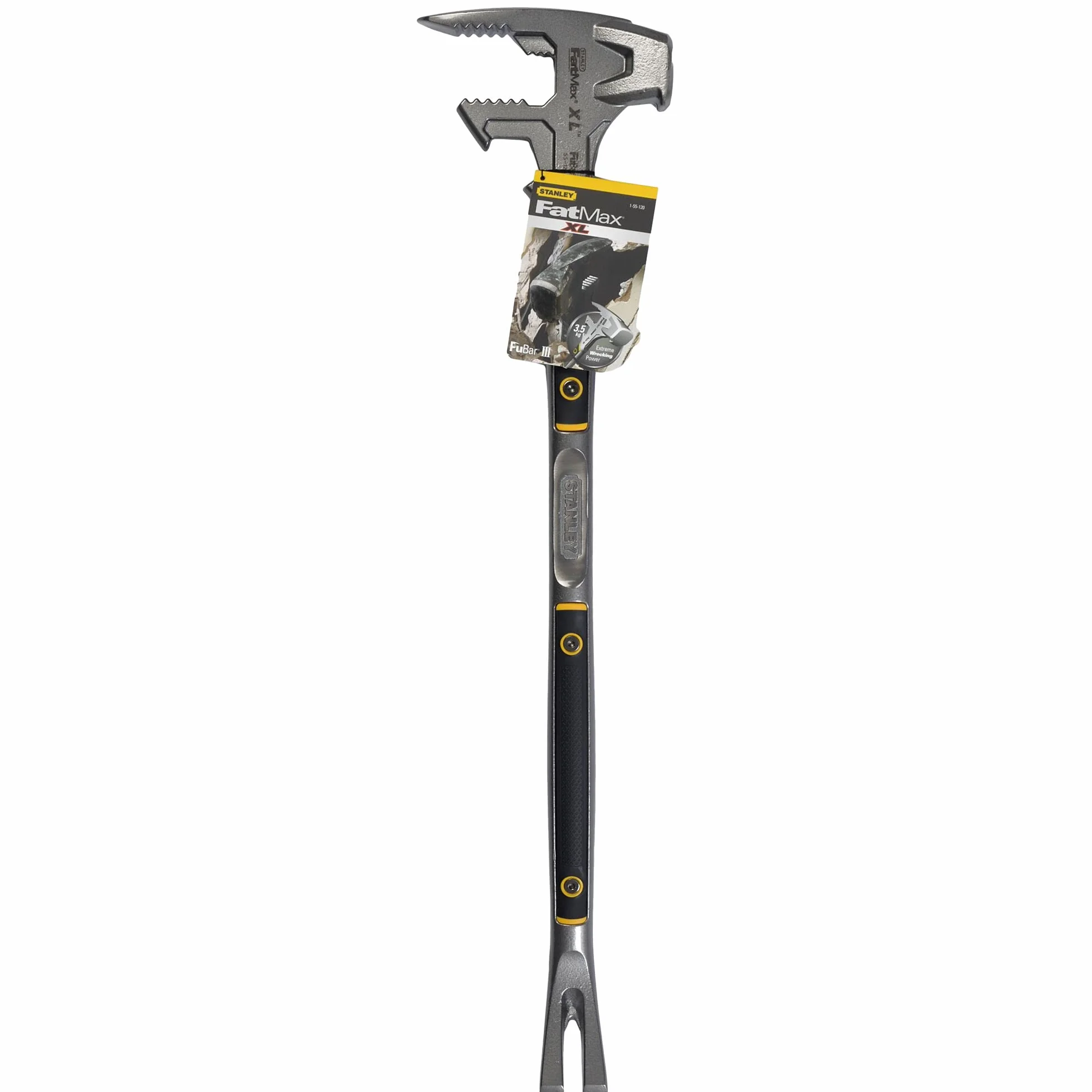 STANLEY 1-55-120 Marteau Multifonctions Gamme FATMAX - Outil 4 En 1 Marteau, Pince À Décoffrer, Arrache Clous Et Pied De Biche - Double Mâchoire - Barre En Acier D'Une Seule Pièce