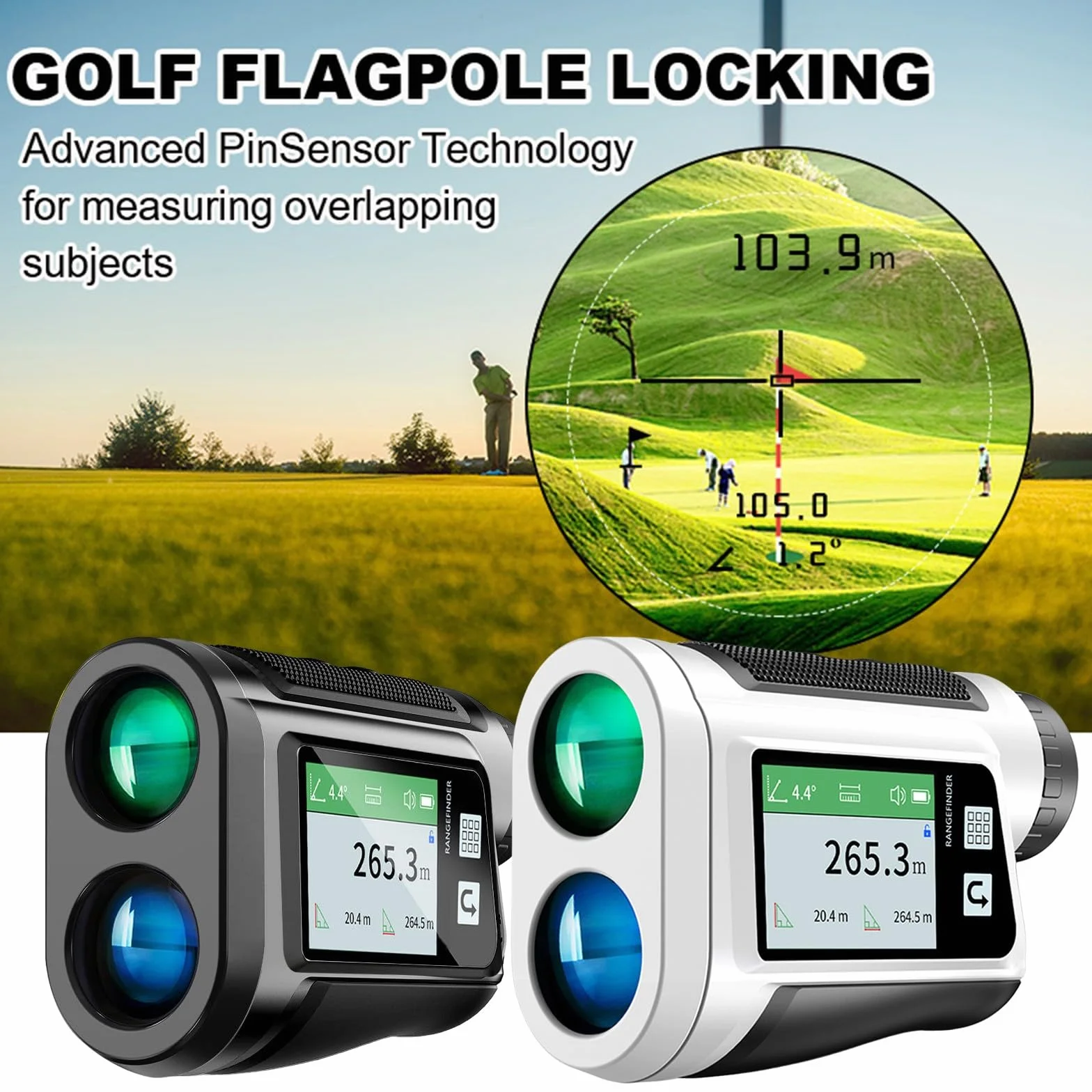 Télémètre de golf avec écran tactile couleur LCD HD, étanchéité IP54, fonction vocale, charge de type C