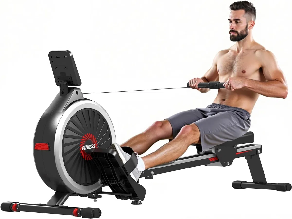 Dskeuzeew Rameur pliable pour la maison avec résistance hydraulique pour tout le corps Appareil de fitness Moniteur LCD Max 150 kg