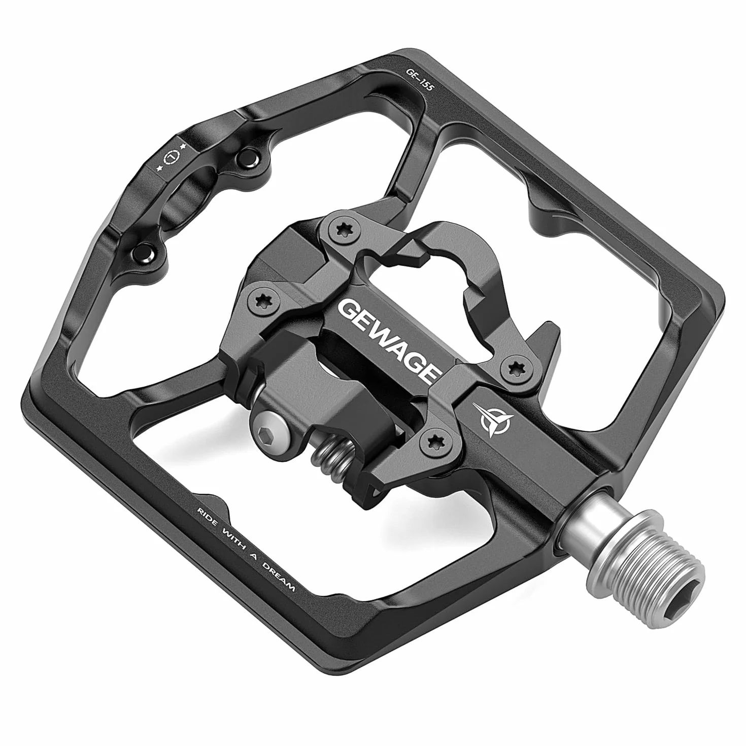GEWAGE Pédales de vélo de Montagne - Pédales Plates à Double Fonction et pédales SPD - Pédales à Plate-Forme 9/16" compatibles avec SPD pour vélo de Montagne BMX