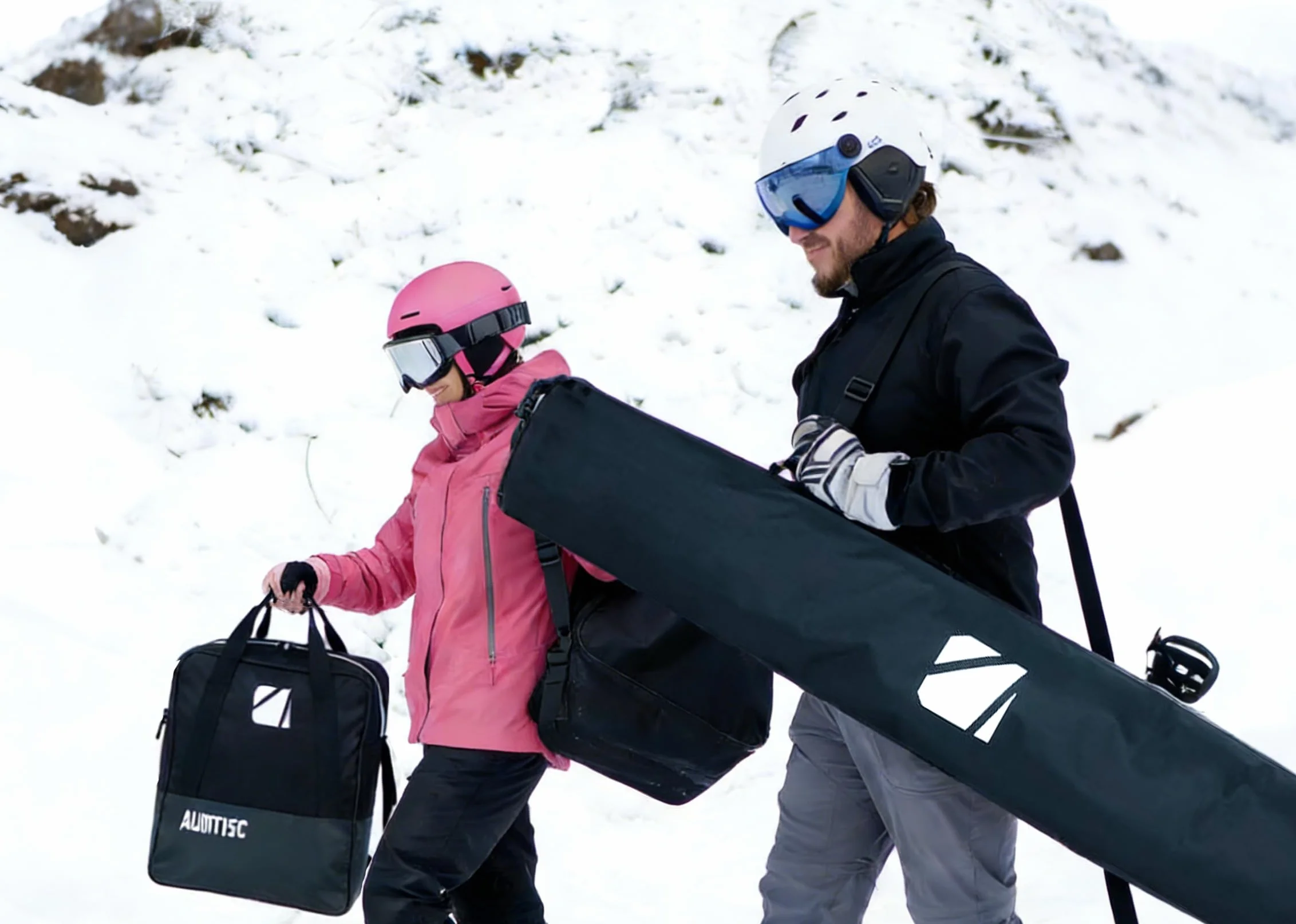 AUMTISC Sac de Ski Combiné Rembourré pour Chaussures de Ski Longueur Réglable 200 cm