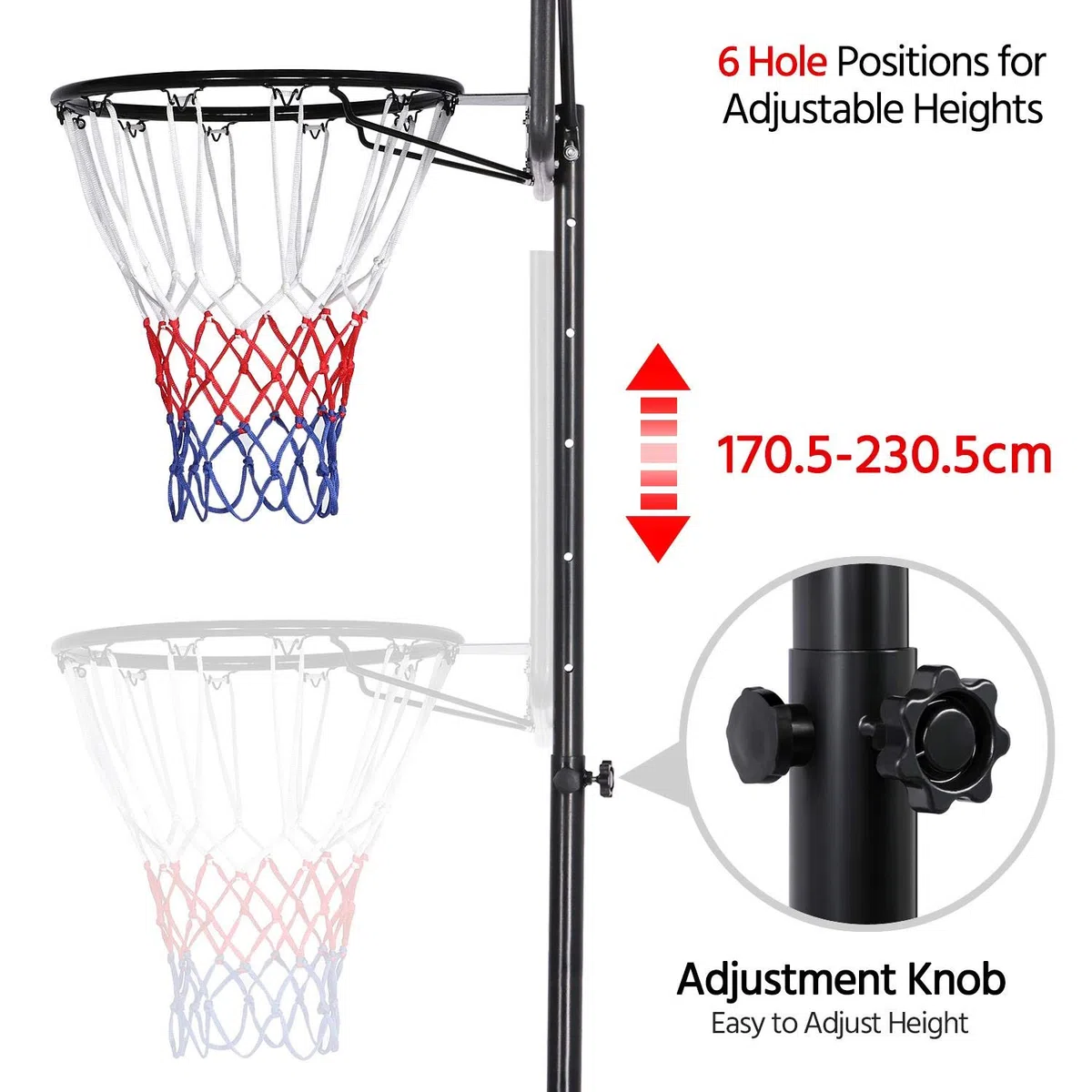 Yaheetech Panier de Basket sur Pied Exterieur Hauteur Réglable 219-279 cm Deux Roues avec Poteau Panneau Panier de Basket-Ball Remplir d’Eau ou de Sable Noir