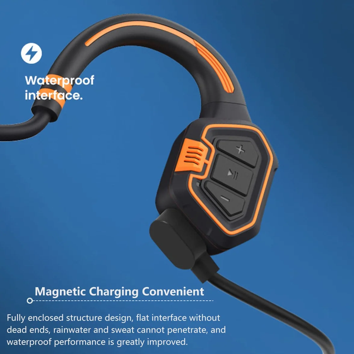 Casque Sans Fil Conduction Osseuse Bluetooth 5.1 IPX8 Étanche Sport, Écouteurs Natation 16Go MP3, Oreille Ouverte Bleu