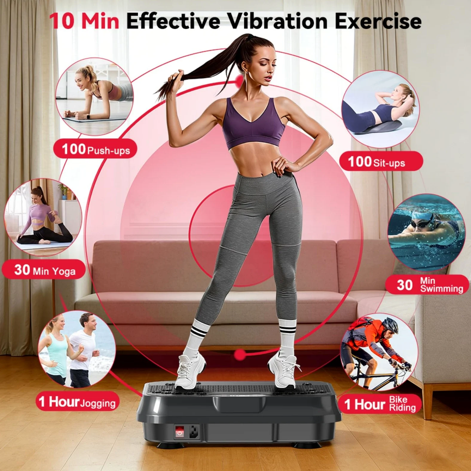Plateforme vibrante oscillante pour entraînement complet – Modèle 2026 avec 2 bandes élastiques et sauteur, 250 vitesses, brûle les graisses et tonifie les muscles à la maison