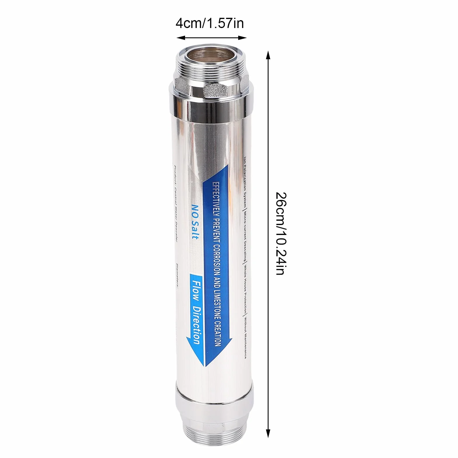 Descaler D'eau en Acier Inoxydable, Adoucisseur D'eau Magnétique Non Salt, Dissolvant à L'échelle Ménagers pour Douche, Lave-vaisselle, Radiateur Solaire (1/2 pouce (DN15))