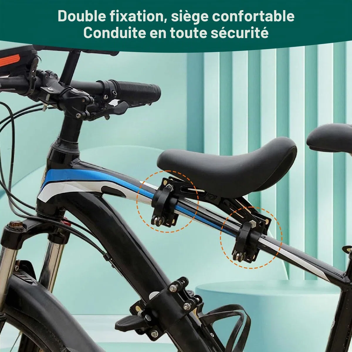 Siège enfant avant pour vélo de montagne - Siège enfant avant avec guidon et pédale - Siège de vélo pour enfant avant - Siège de vélo amovible - Barre avant - Portable - Siège de vélo pour enfants
