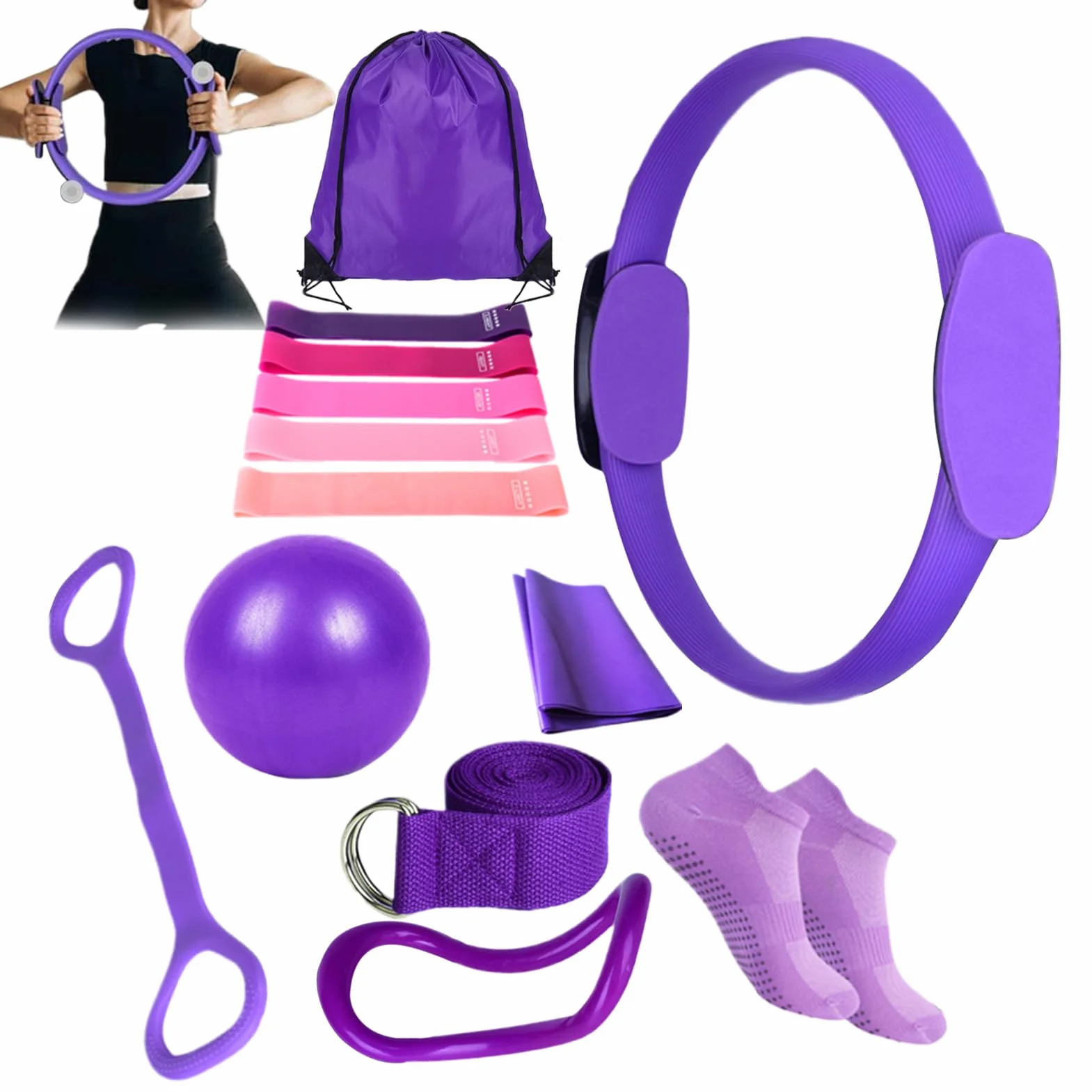 Générique Kit Pilates Maison, Ensemble De Yoga Et Pilate Femme, Pilates Essential Kit, Accessoires Entraînement À Domicile Gym Set pour Femme Enceinte, Récupération, Studio Et Entraînement À Domicile