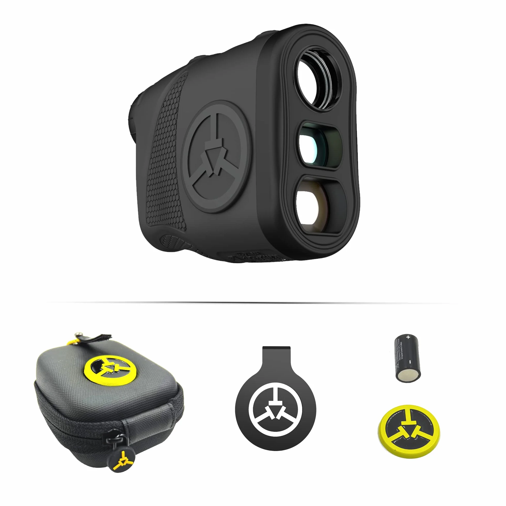 TecTecTec KLYR Golf Télémètre avec Pente Slope, Clip Ceinture, Support aimanté. Laser Range Finder 2022 Optiques, Housse Premium, Golf Ball Marker avec Aimant.
