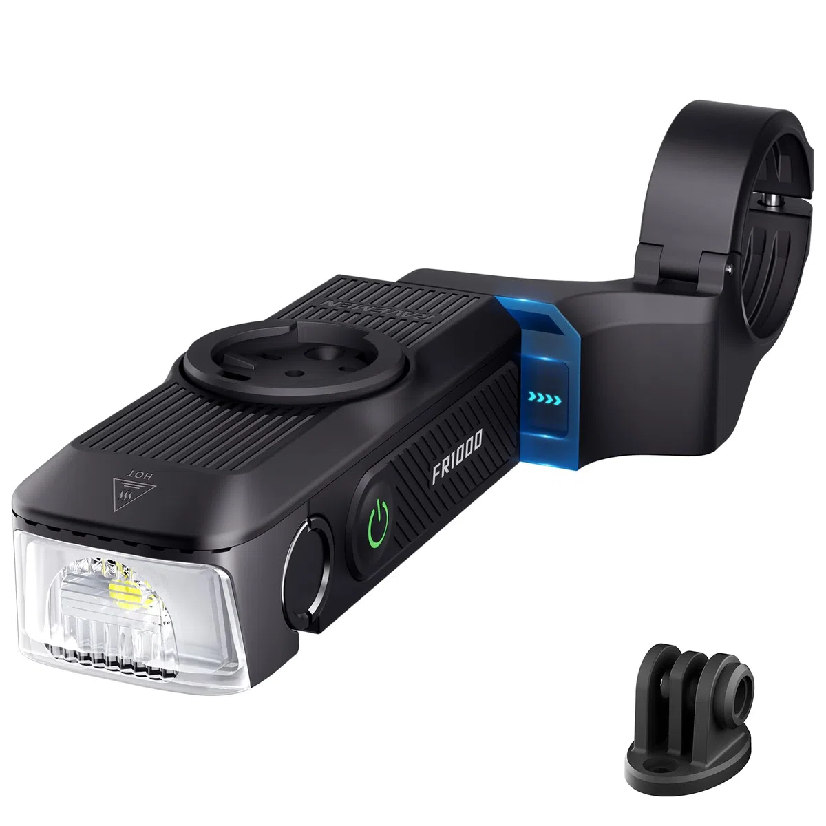 RAVEMEN FR1000 1000 Lumens Phare Avant pour Un éclairage Nocturne et Une Visibilité Diurne Compatible avec Garmin/Wahoo/Bryton Compteurs Vélo, éclairage et Support intégrés, Marche/Arrêt Automatique