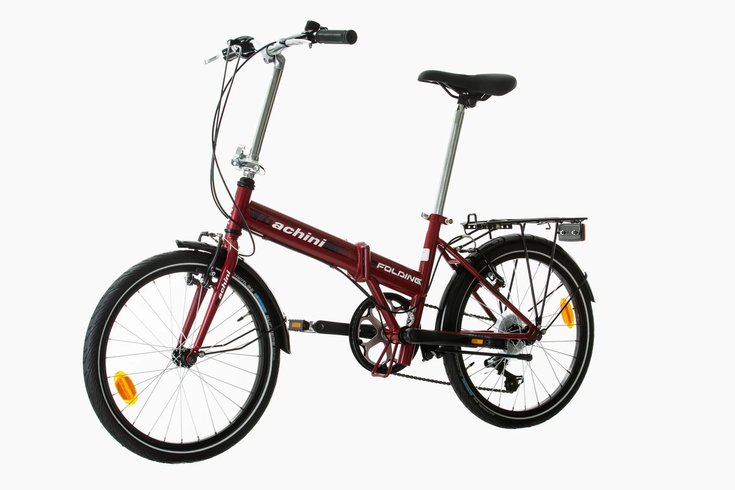 Multibrand Bachini Folding Vélo Pliant Classique 20 Pouces, 6 Vitesses, Frein V-Brake, Garde-Boue, Sonnette, pour Adultes et Adolescents, Convient pour 155–185 cm