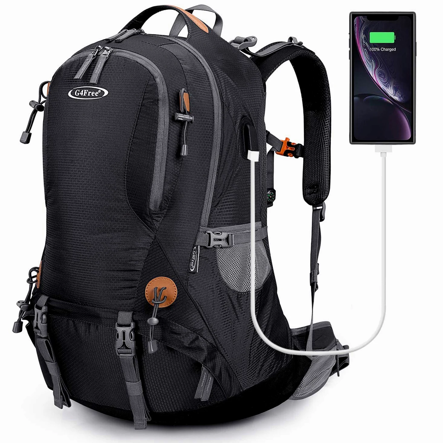 G4Free Sac à dos de randonnée imperméable de 50 l avec housse de pluie pour alpinisme, voyage, camping, trekking, sports de plein air pour homme et femme
