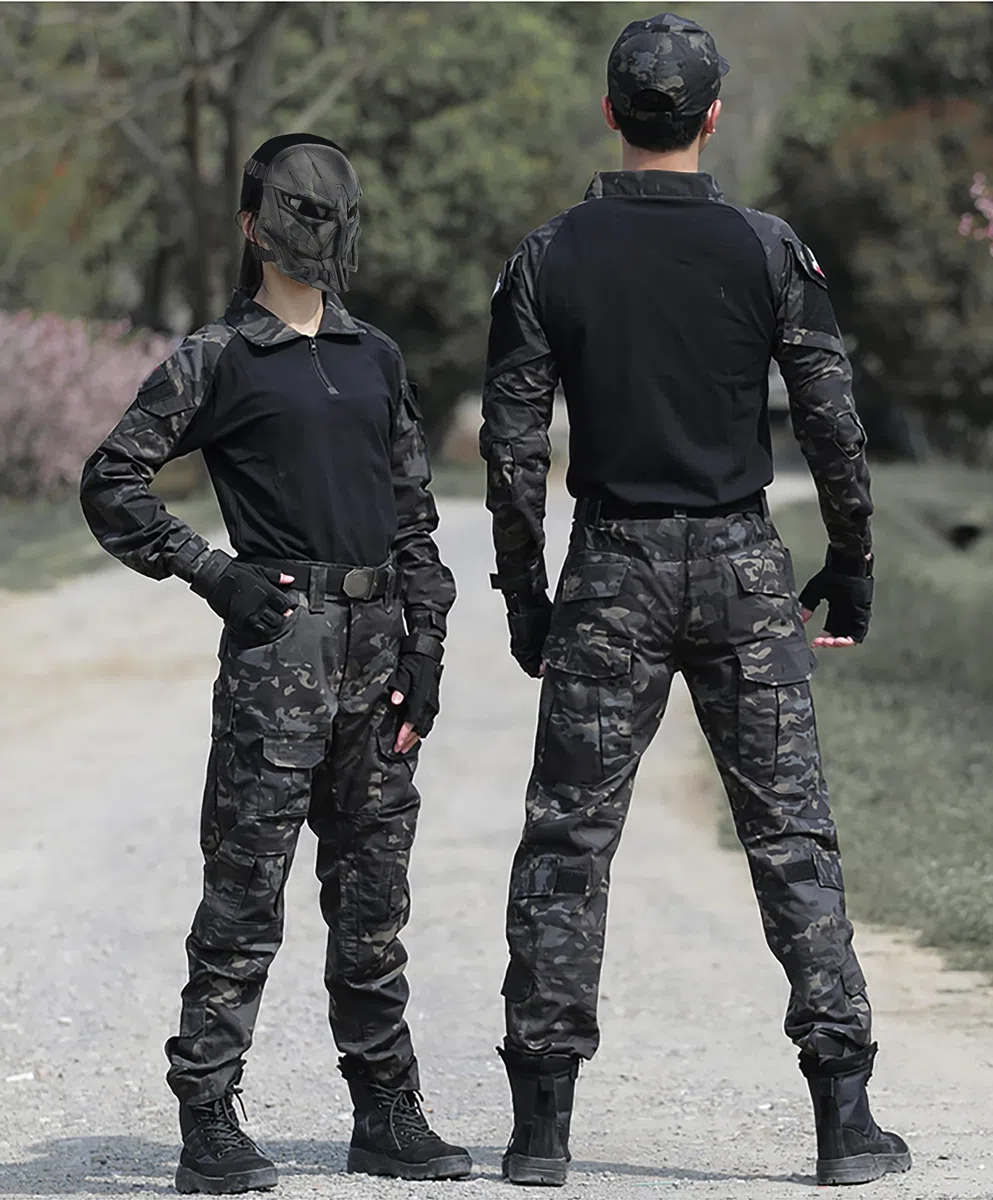 Tenue Airsoft Uniforme Militaire Tactique Pantalon de Combat Poches Multiples Pantalon et Tactical Chemise pour Paintball Chasse Tir BDU