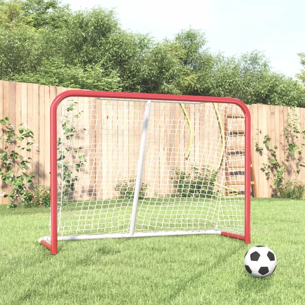 Générique But de Hockey avec Filet Rouge et Blanc 153x60x118 cm,Buts de Hockey sur Gazon,8.88KG-93741