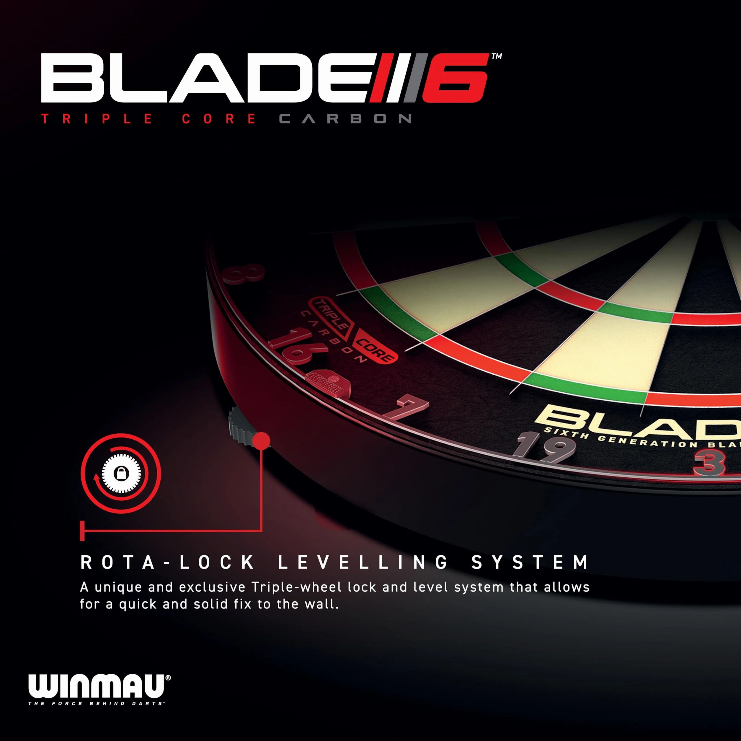 WINMAU Cible de fléchettes professionnelle Winmau avec bordure PDC | 2 jeux de fléchettes en acier, système Rota Lock | Cible de fléchettes en sisal | Idéal pour les tournois et l'entraînement