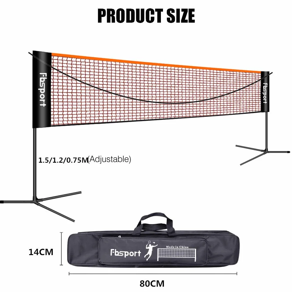 Filet de badminton, filet de tennis 3-6m Filet d'entraînement pour filet de volleyball portable, 3 hauteurs peuvent être ajustées Stockage de filet de badminton pliable, à l'intérieur et à l'extérieur