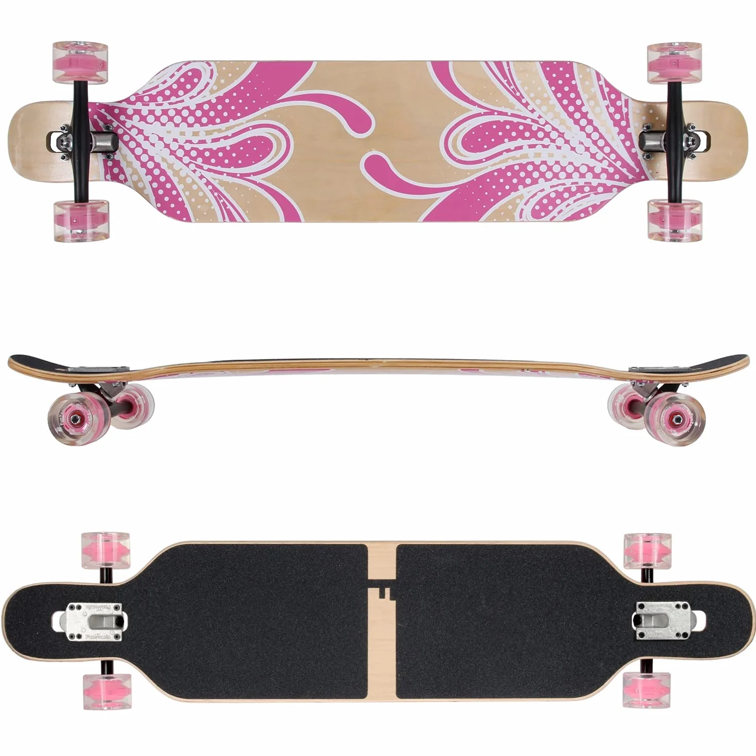 FunTomia Longboard Drop Through Cruiser Skateboard complet avec roulement à billes Mach1 High Speed T-Tool
