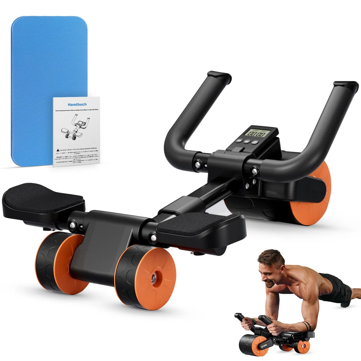 Roue Abdominale à Rebond Automatique, Roue à Roulettes Abdominaux Plank ab pour Core Trainer Assistée, Abdos Musculation Appareil, Accessoires pour Fitness Homme et Femme Gym et maison