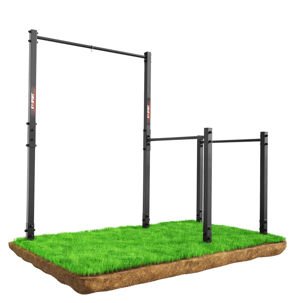 K-Sport: barra per trazioni da esterni fissa + stazione di allenamento Dip Station, stazione di forza resistente alle intemperie con barra di trazione e barra di trazione, trazioni dip station