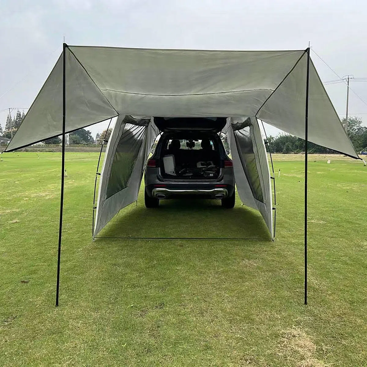 Voiture Tente Hayon Voiture Soleil pour Auvent Voiture, Tente De Camping pour SUV Espace D'ombrage pour 5 À 6 Personnes, Léger Et Compact avec Sac De Rangement
