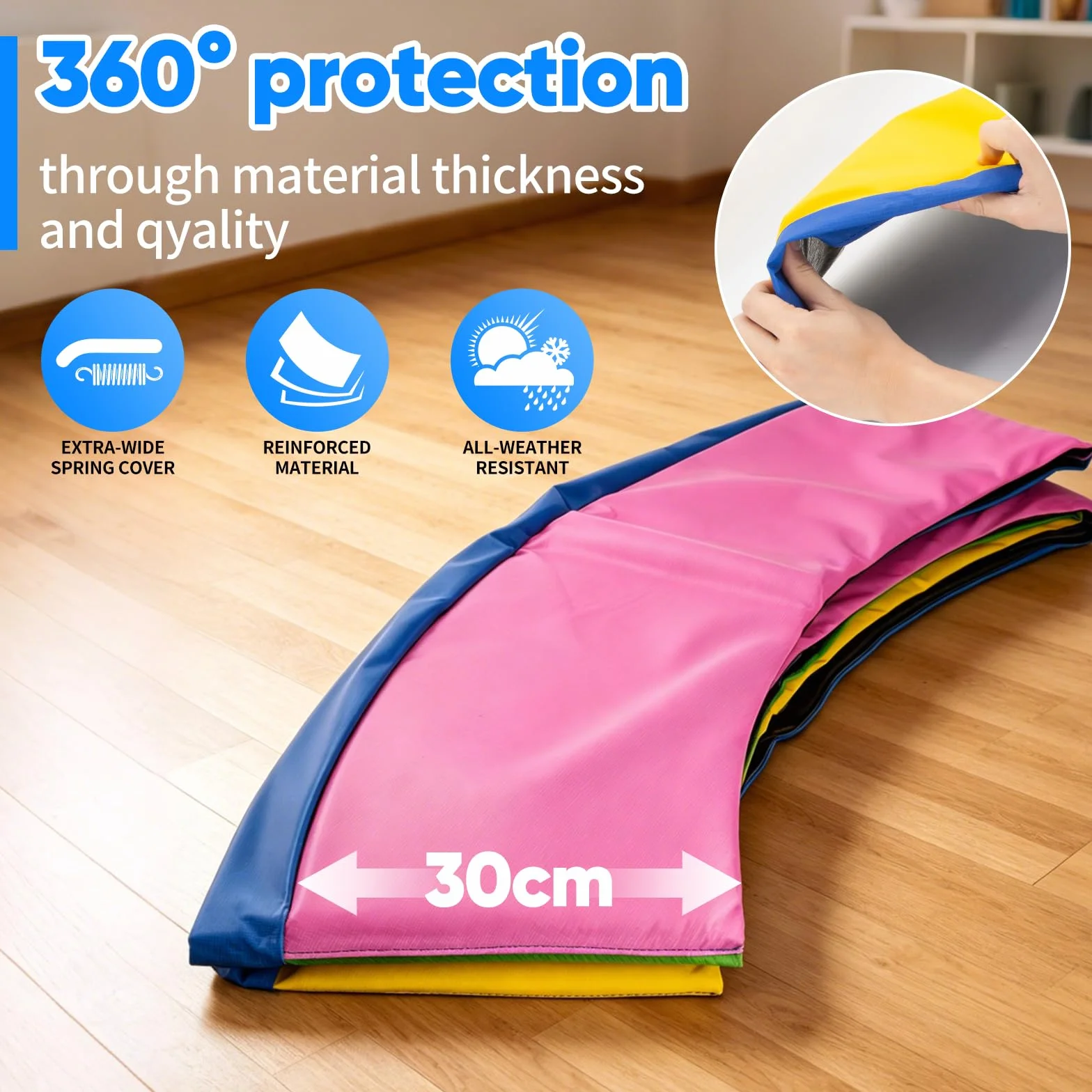 NONMON Coussin de Protection Remplacement pour Trampoline Ø 244 305 366 397 427cm, Housse de Protection des Bords Indéchirable Couverture Rembourrage, Tapis de sécurité Résistant aux UV